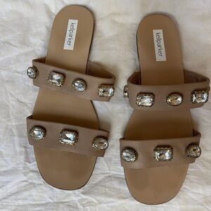 Parker Tan Gem-Embellished Women's Sandals